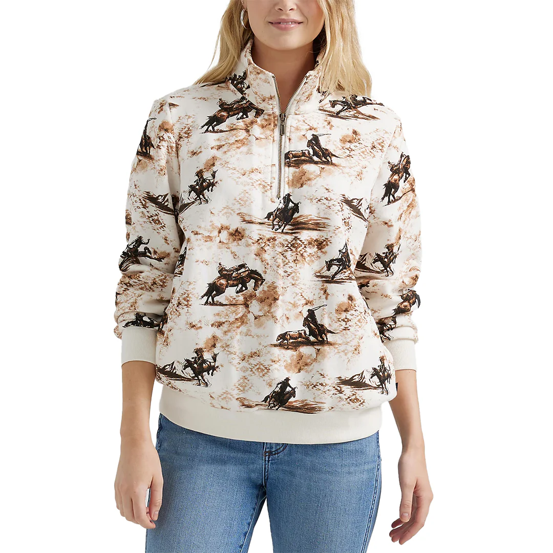 Wrangler Women's Bold Bucking Quarter Zip Sweatshirt