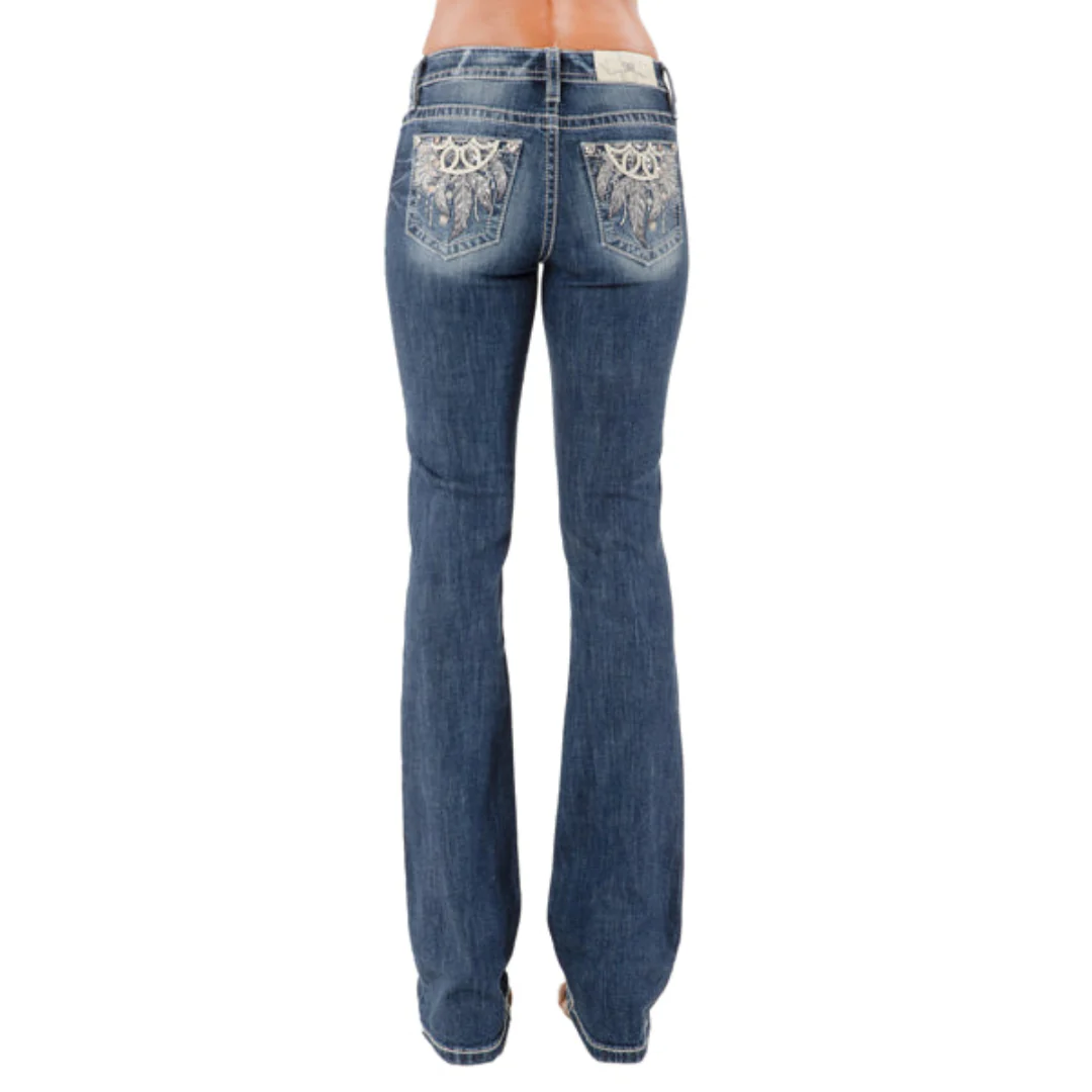 Miss Me Women's Feather Bootcut Jeans