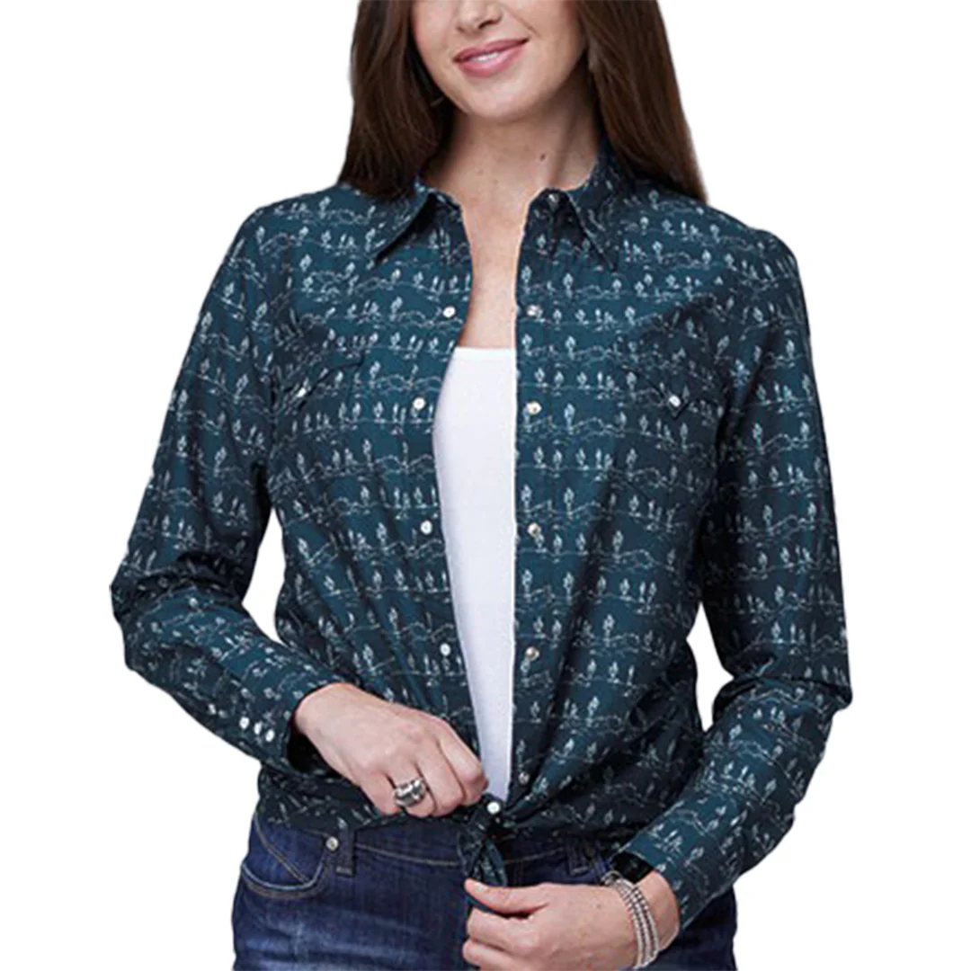Roper Women's Desert Print Western Pearl Long Sleeve Snap Shirt
