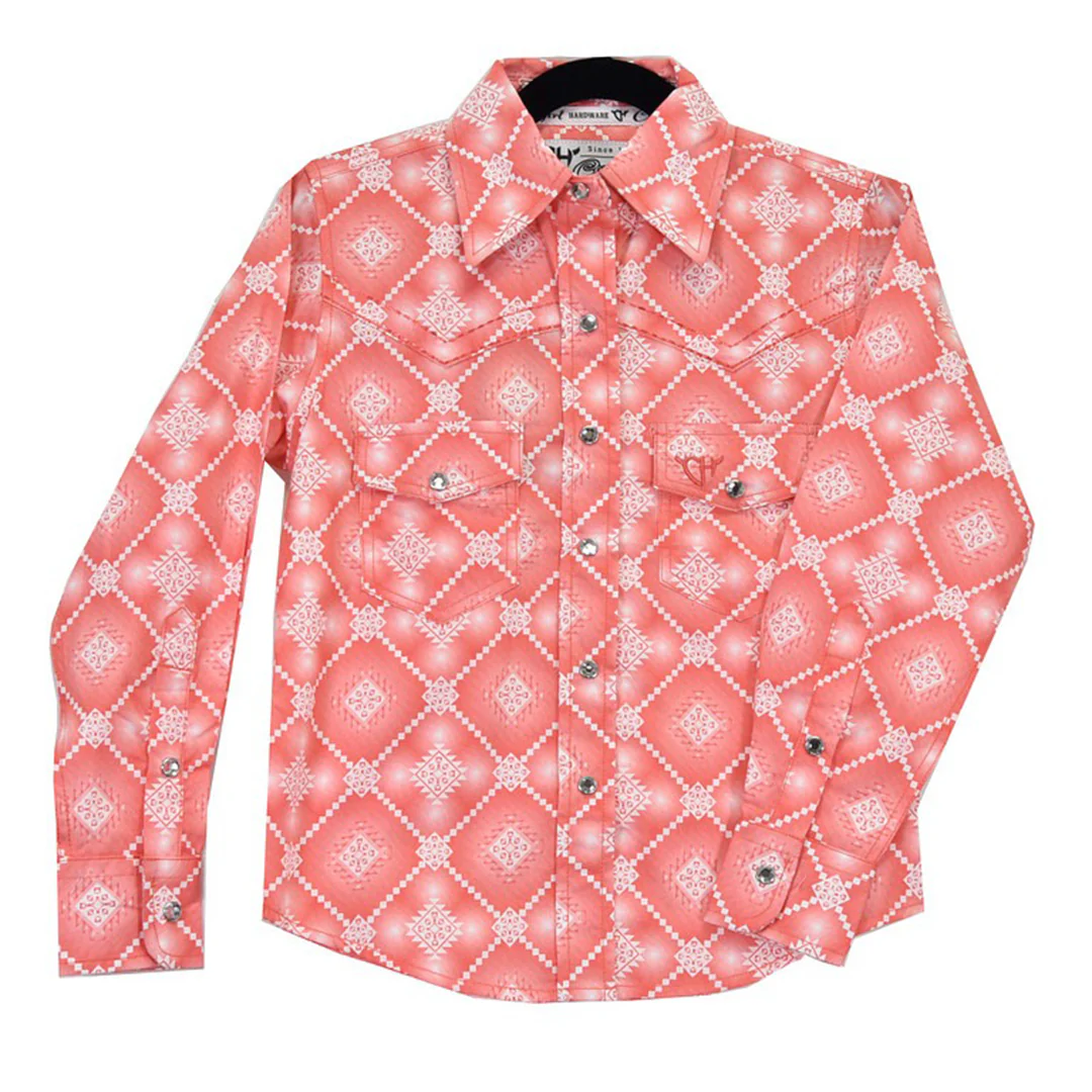 Cowgirl Hardware Girls' Snap Shirt Diamond Aztec Print