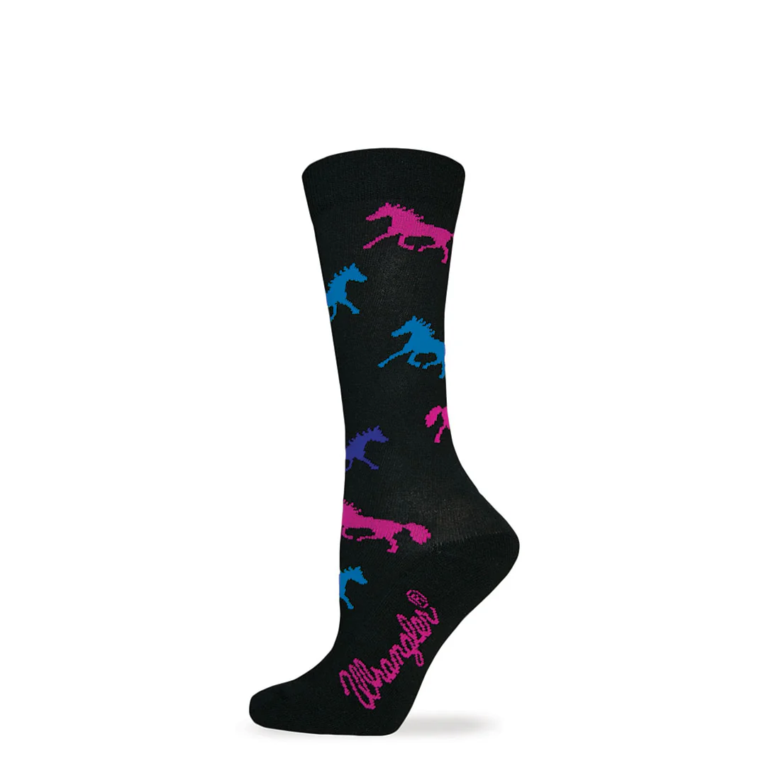 Wrangler Horse Print Womens Crew Sock