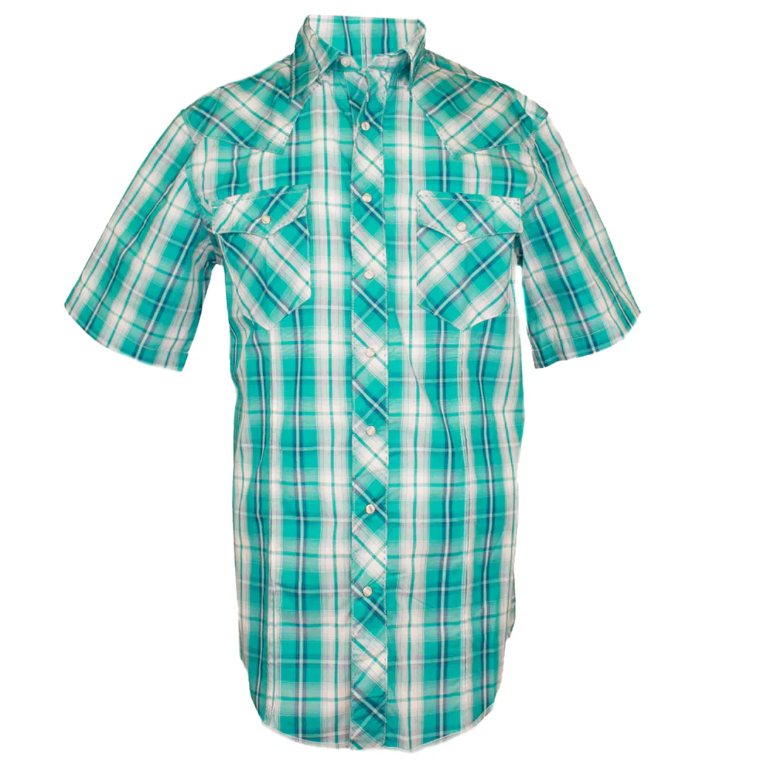 Wrangler Men's Fashion Short Sleeve Plaid Snap Shirt