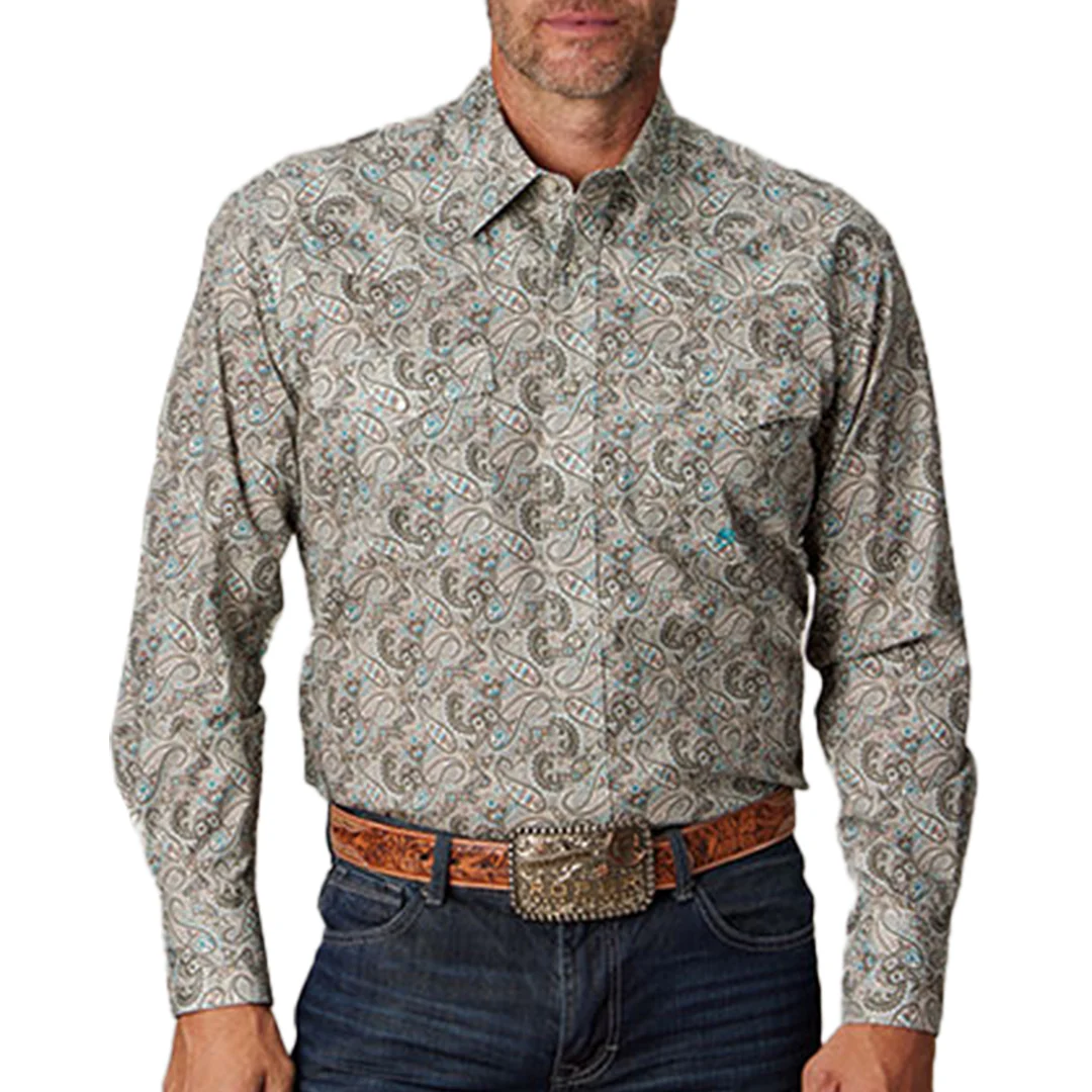 Roper Men's Amarillo Paisley Print Long Sleeve Snap Shirt