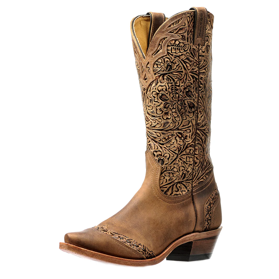 Boulet Women's Snip Toe Tooled Shaft Cowgirl Boots