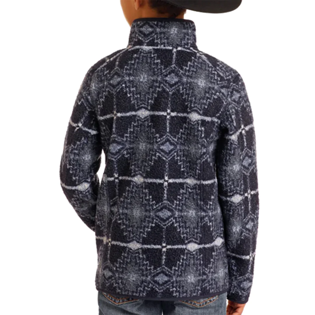 Panhandle Boys' Berber Aztec Print Pullover Sweater