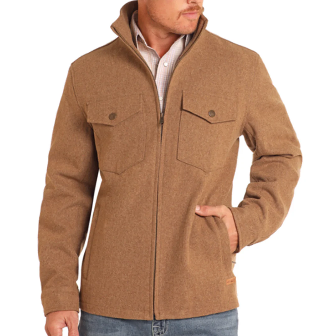 Powder River Outfitters Men's Camel Heather Wool Coat