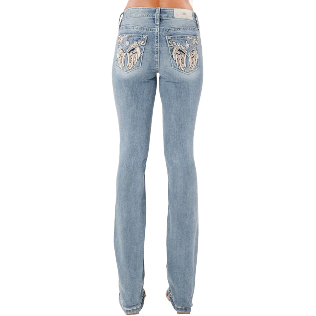 Miss Me Women's Flower Embroidery Bootcut Jeans