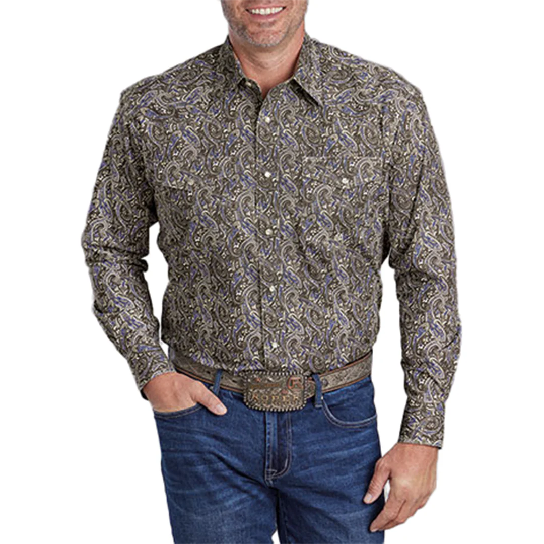 Roper Men's Amarillo Collection Stone Paisley Long Sleeve Snap Shirt