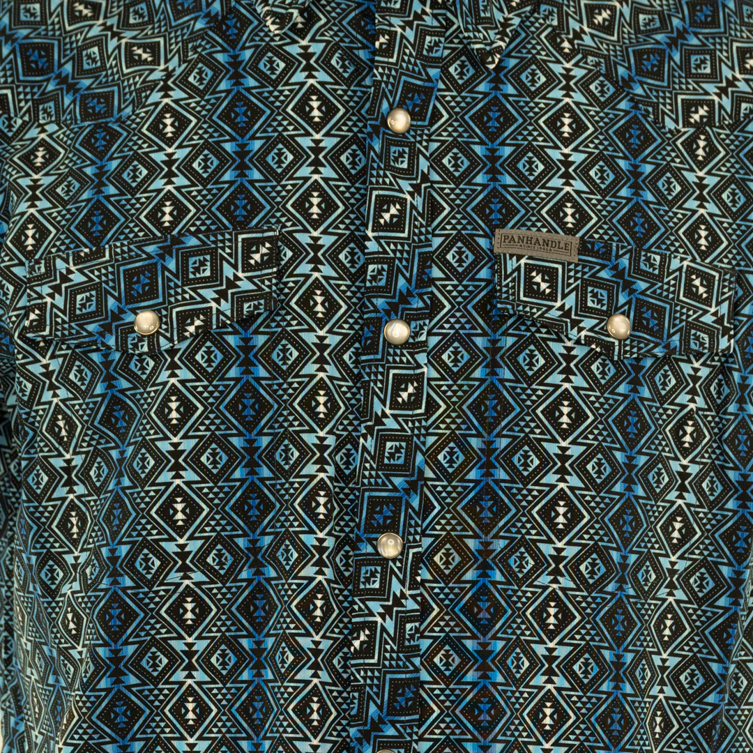 Panhandle Men's Aztec Print Short Sleeve Snap Shirt
