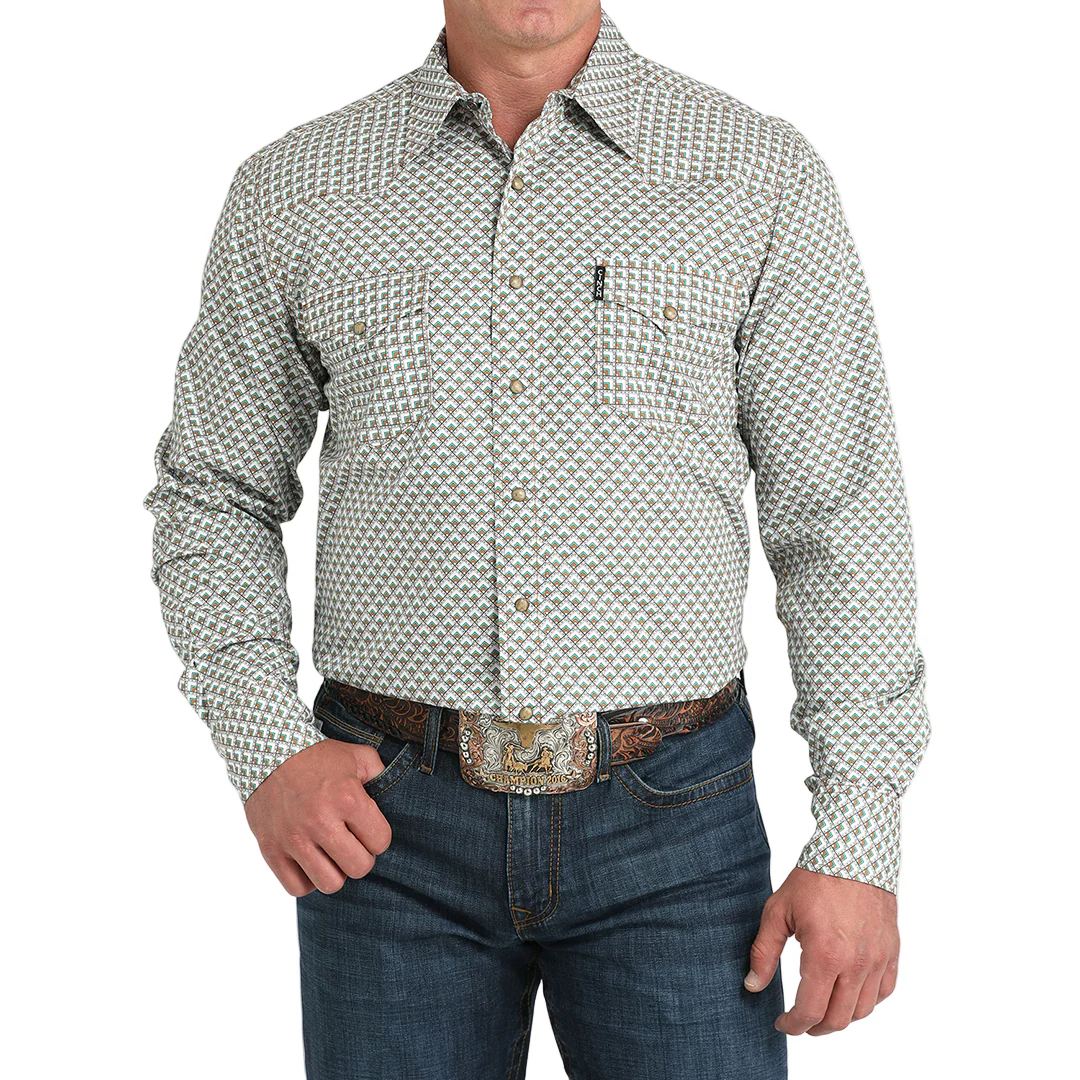 Cinch Men's Geometric Print Long Sleeve Button-Down Shirt