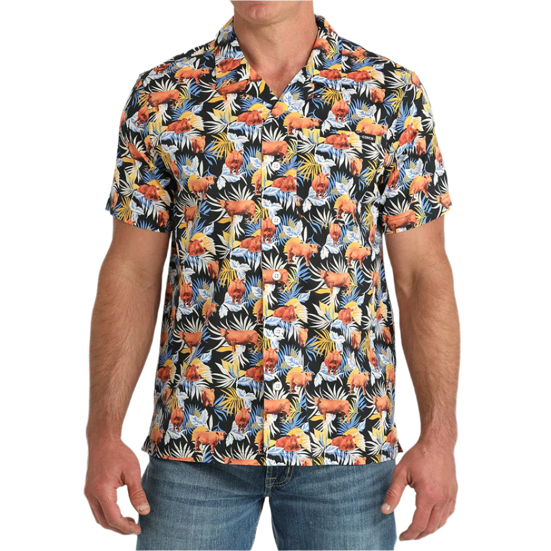 Cinch Men' Aloha Angus Camp Short Sleeve Button Shirt