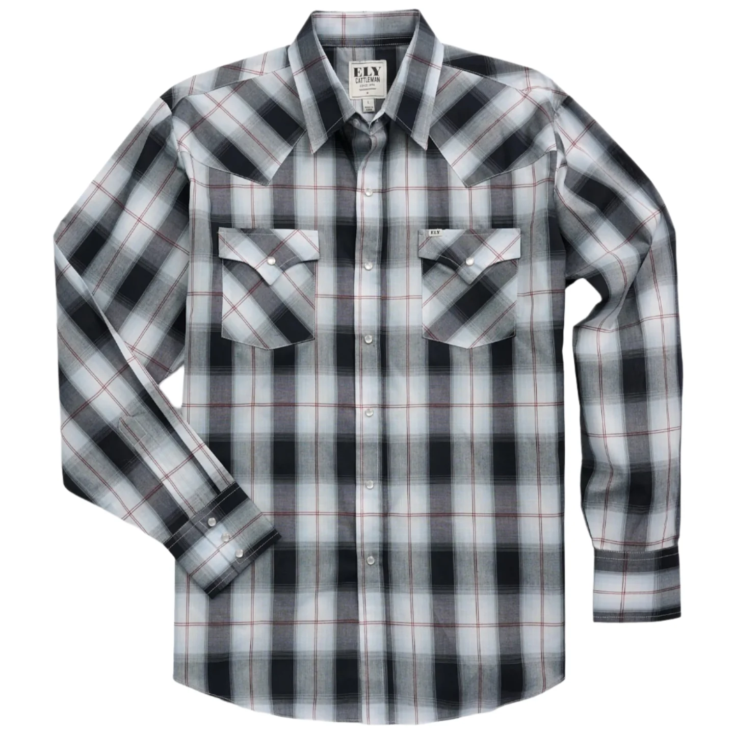 Ely Cattleman Men's Textured Plaid Western Long Sleeve Snap Shirt