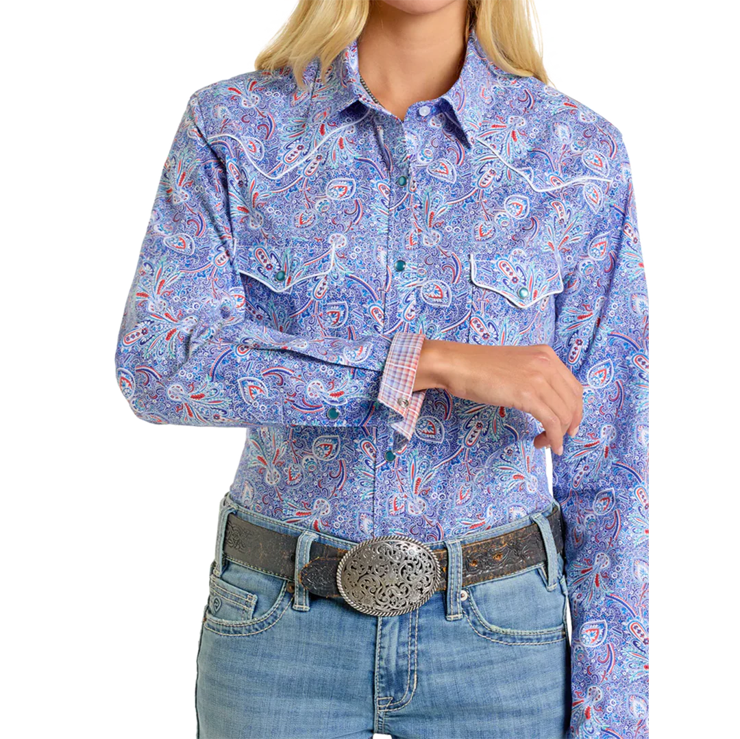 Rough Stock Women's Paisley Long Sleeve Snap Shirt