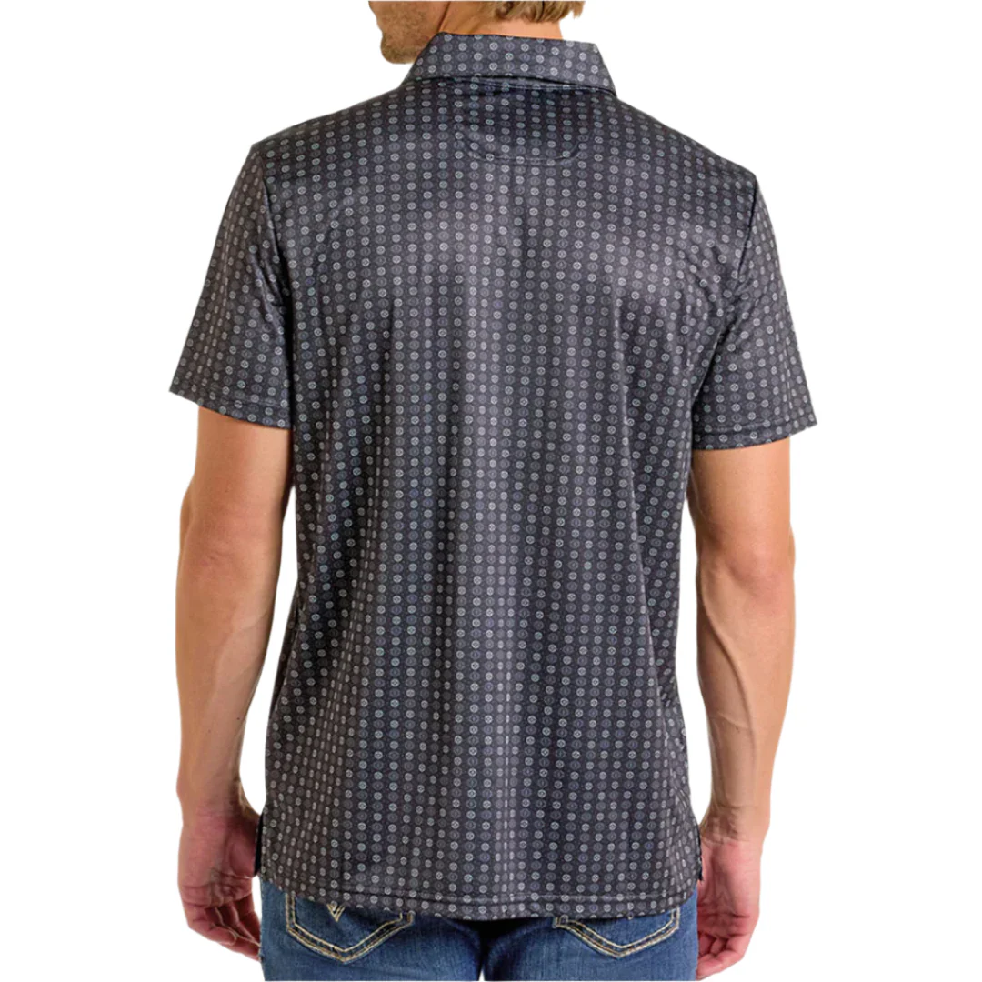 Rock & Roll Denim Men's Black On Black Aztec Polo
