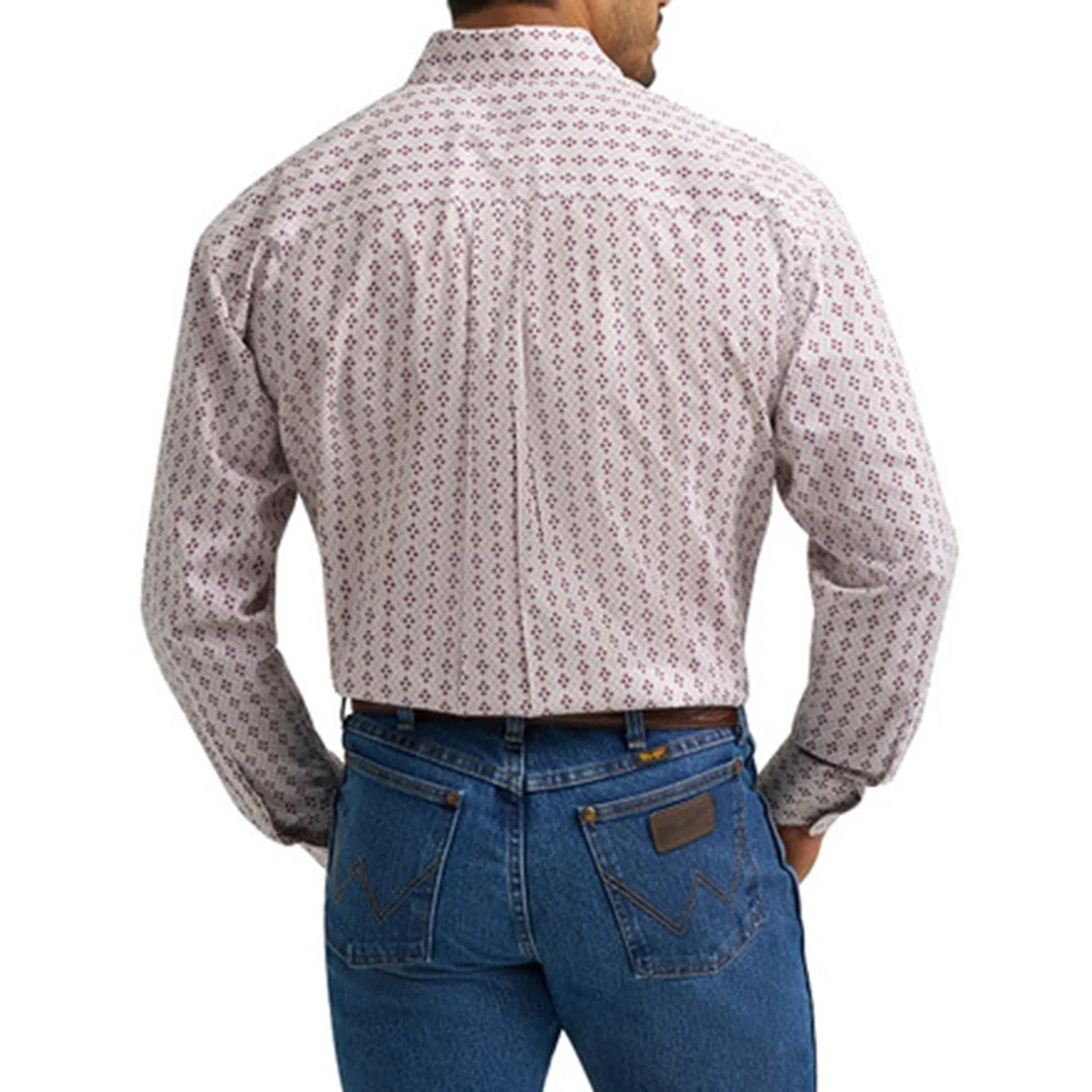 Wrangler Men's Geometric Print Long Sleeve Button Shirt