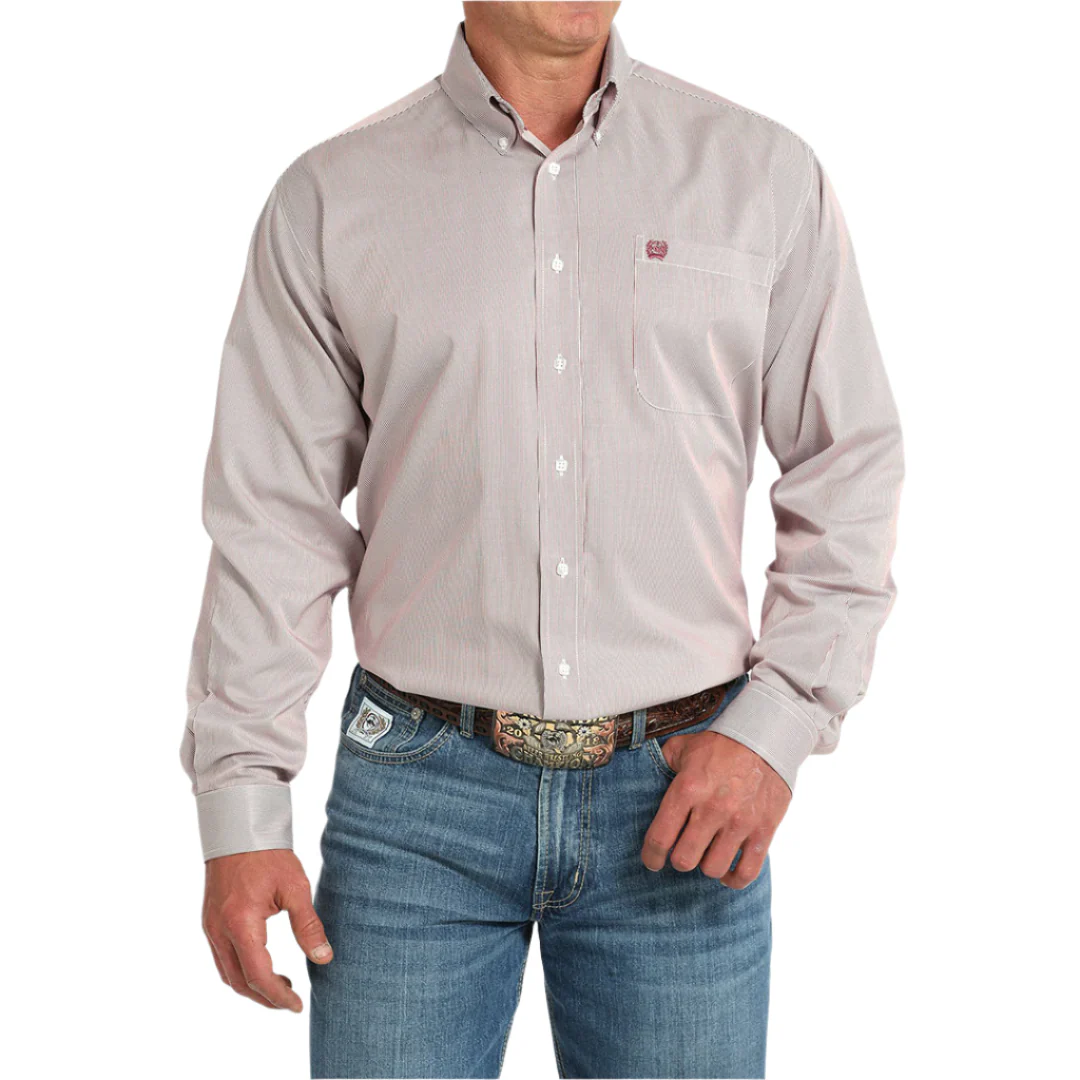 Cinch Men' Striped Long Sleeve Button Shirt