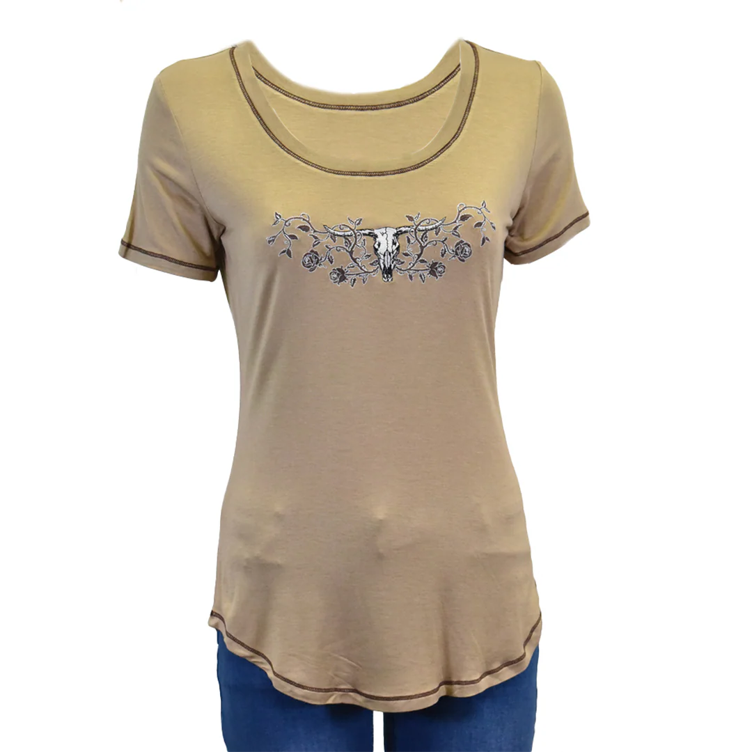 Cowgirl Hardware Women's Steer Roses T-Shirt