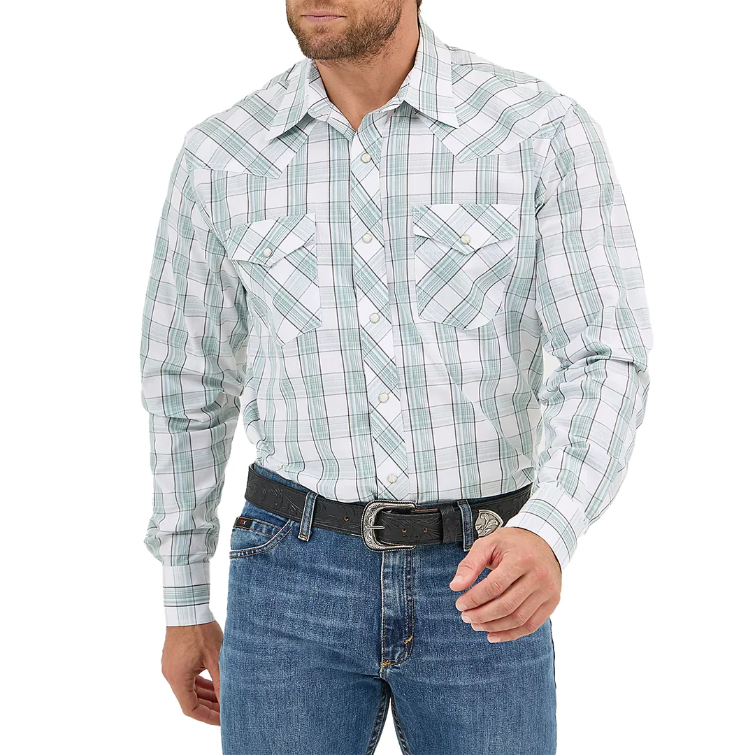 Wrangler Men's 20X Competition Advanced Plaid Comfort Long Sleeve Snap Shirt