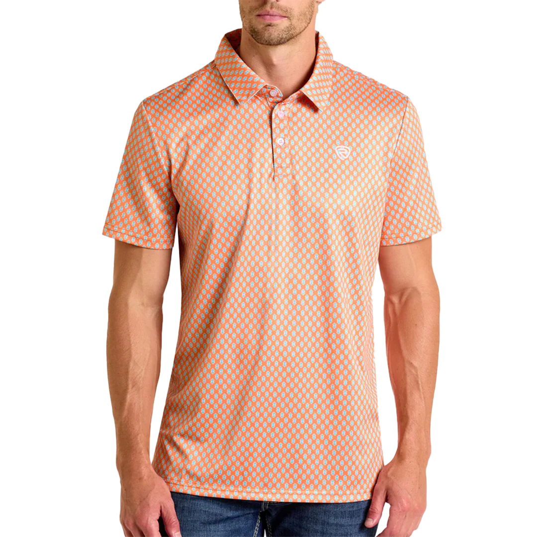 Rock & Roll Denim Men's Geometric Print Short Sleeve Polo