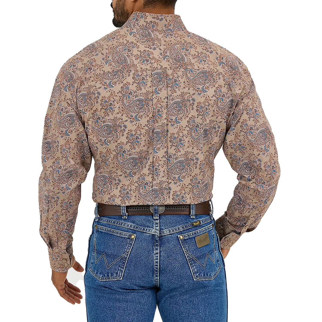 Wrangler Men's George Strait Paisley Print Long Sleeve Button Shirt
