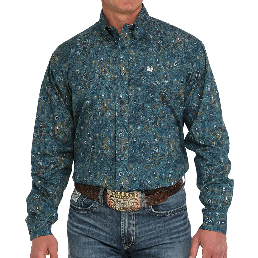 Cinch Men's Paisley Print Long Sleeve Button Shirt