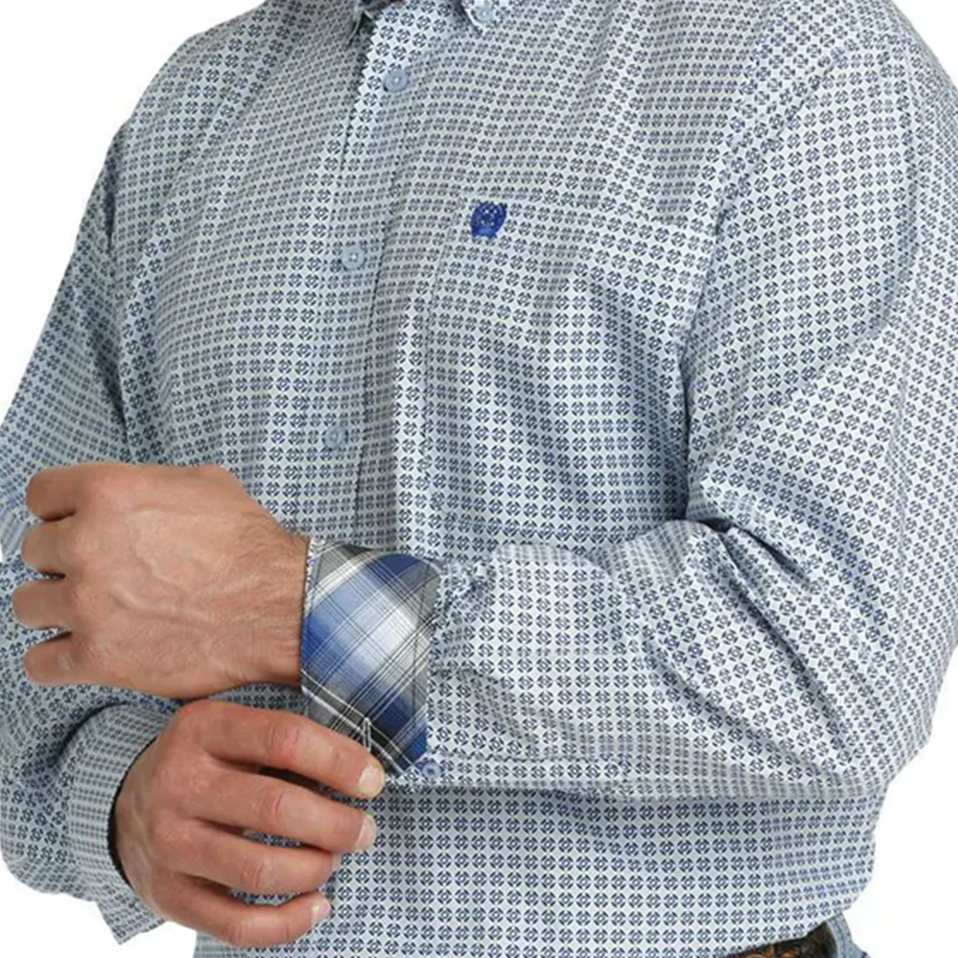 Cinch Men's Geometric Print  Long Sleeve Button Shirt