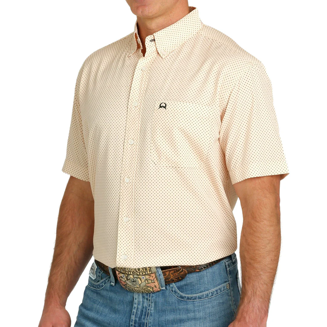 Cinch Men's ArenaFlex Short Sleeve Button-Down In Peach