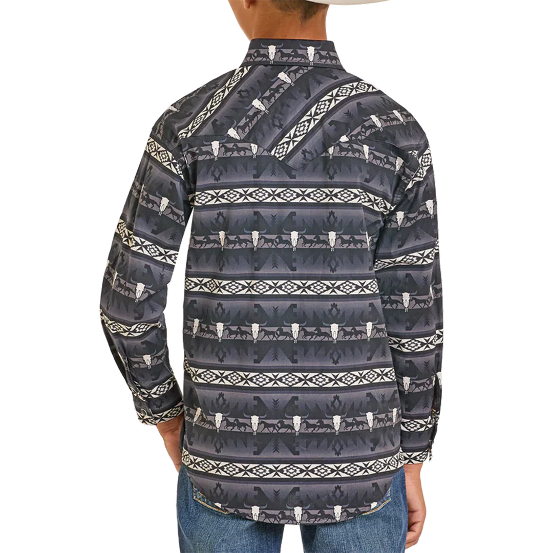 Rock & Roll Denim Boys' Aztec Long Sleeve Snap Shirt