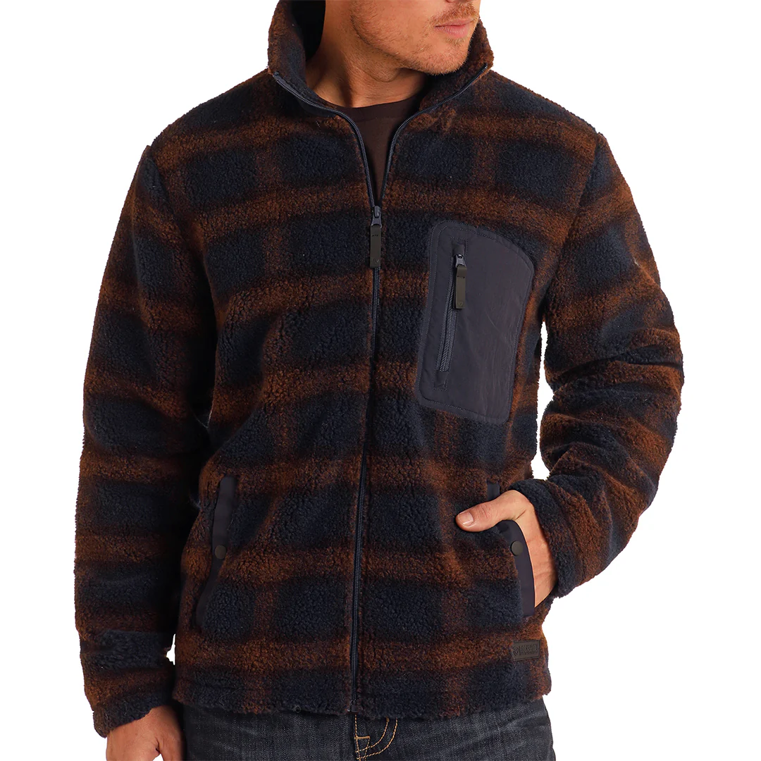 Rock & Roll Denim Men's Plaid Berber Jacquard Jacket