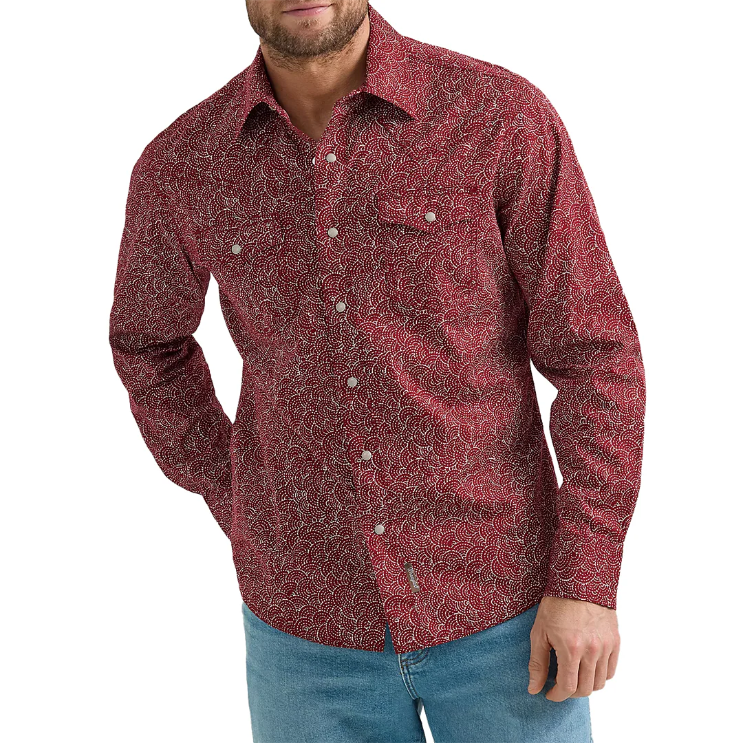 Wrangler Men's Retro Premium Printed Western Long Sleeve Snap Shirt
