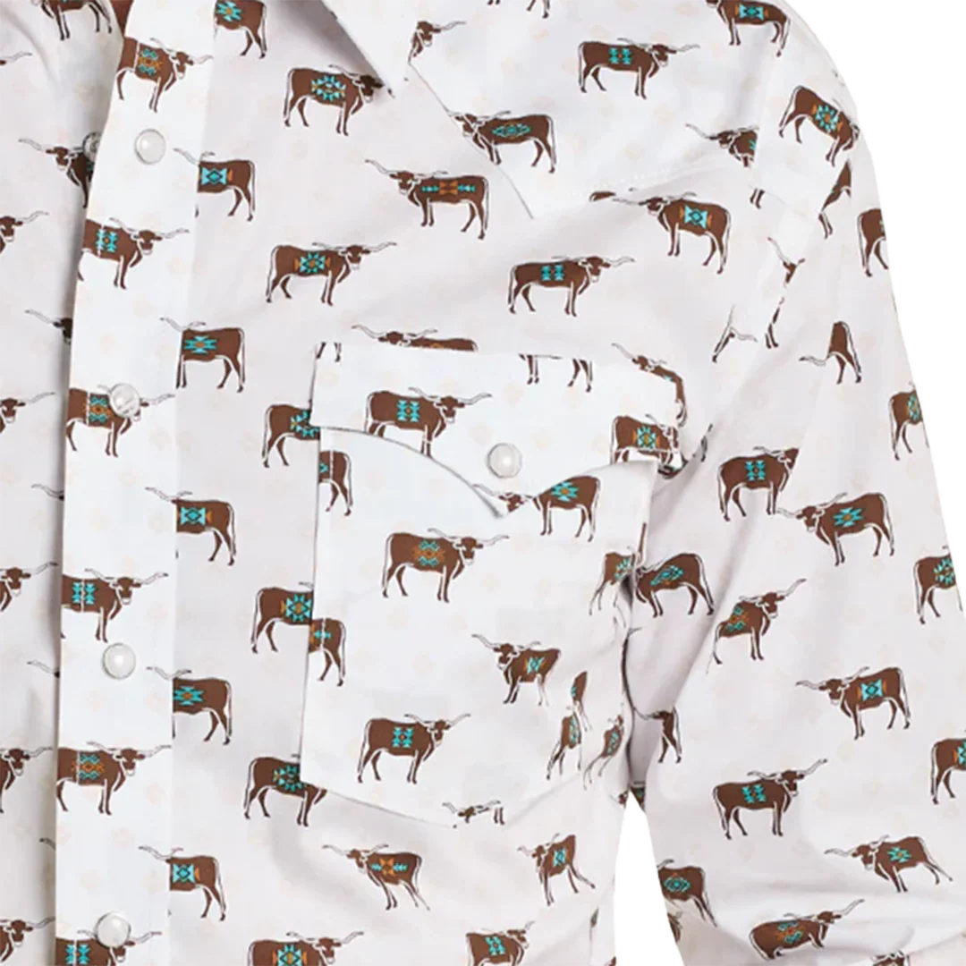 Rough Stock Men's Novelty Steer Long Sleeve Snap Shirt