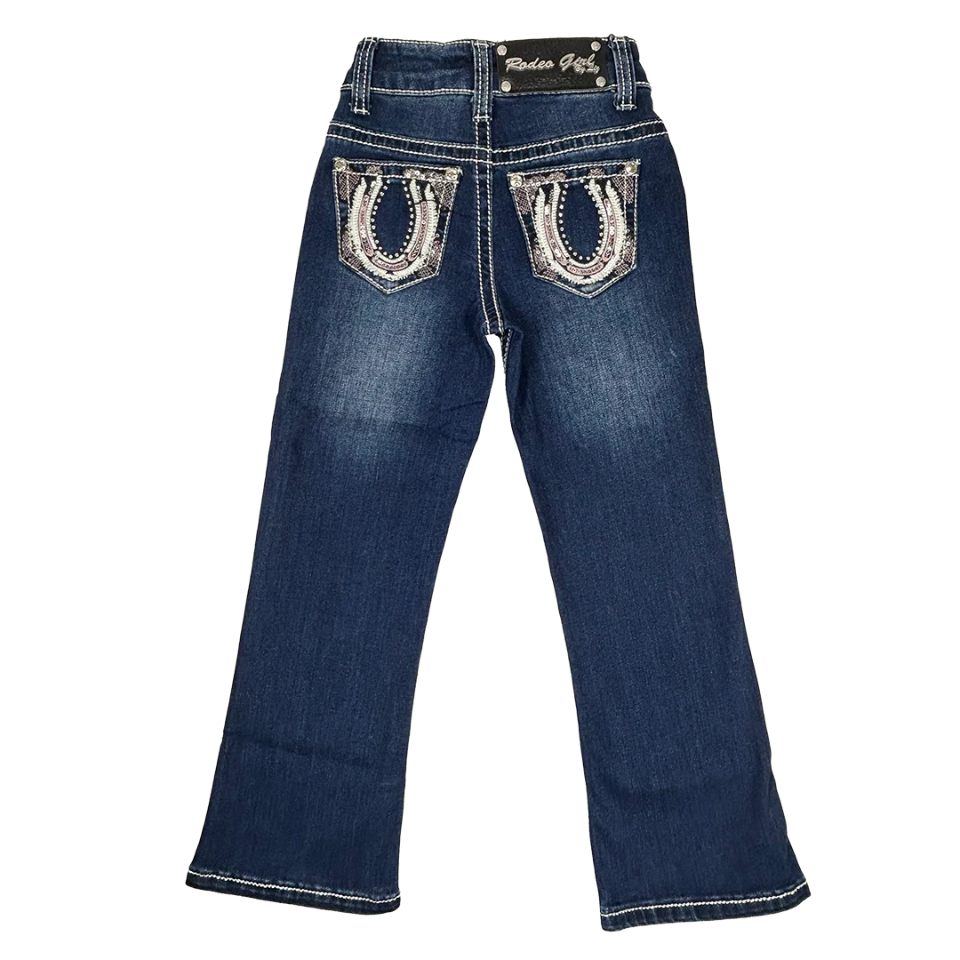 Rodeo Girl Girls' Horse Shoe Embroidery Bootcut Jeans