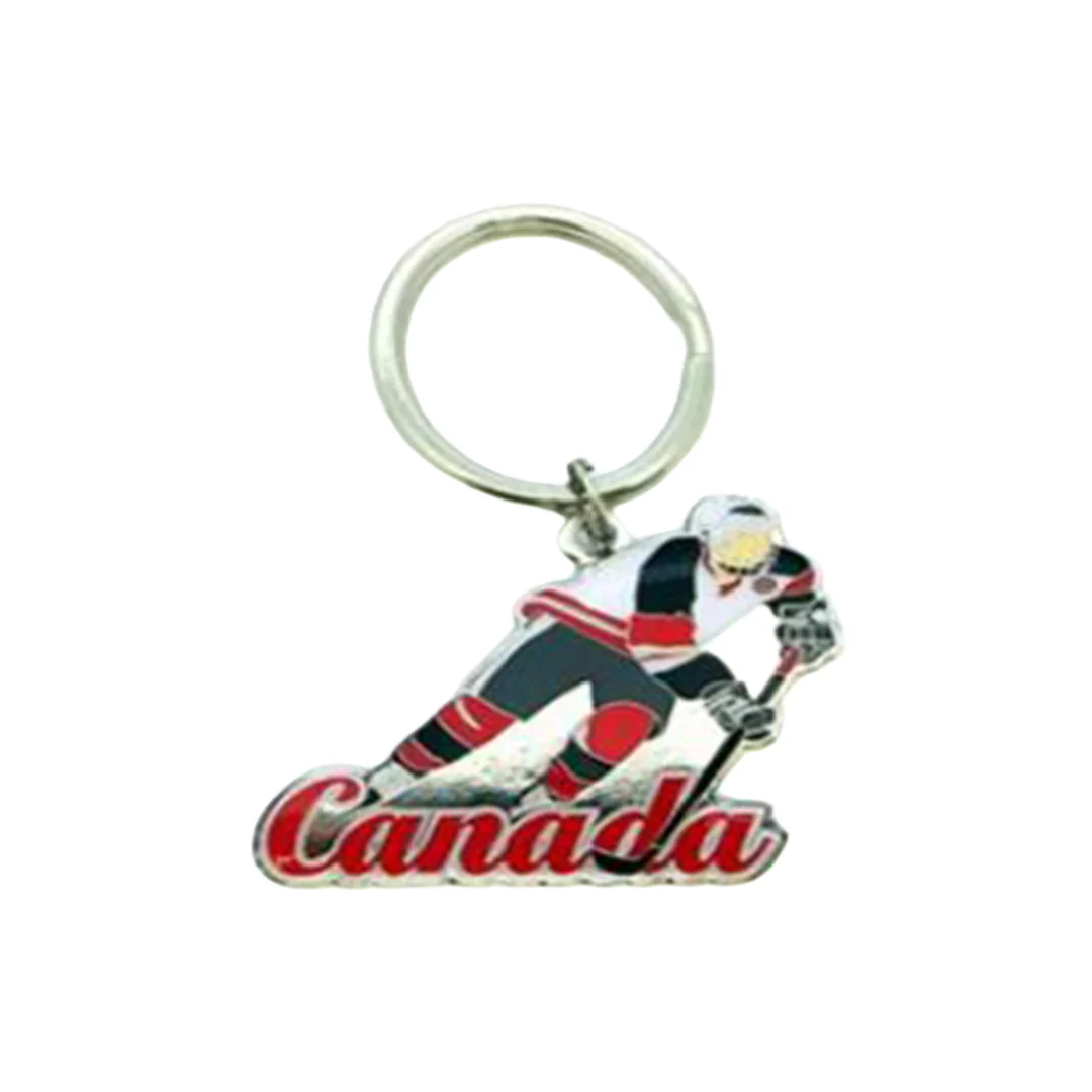 Postcard Souvenirs Hockey Player Key Tag