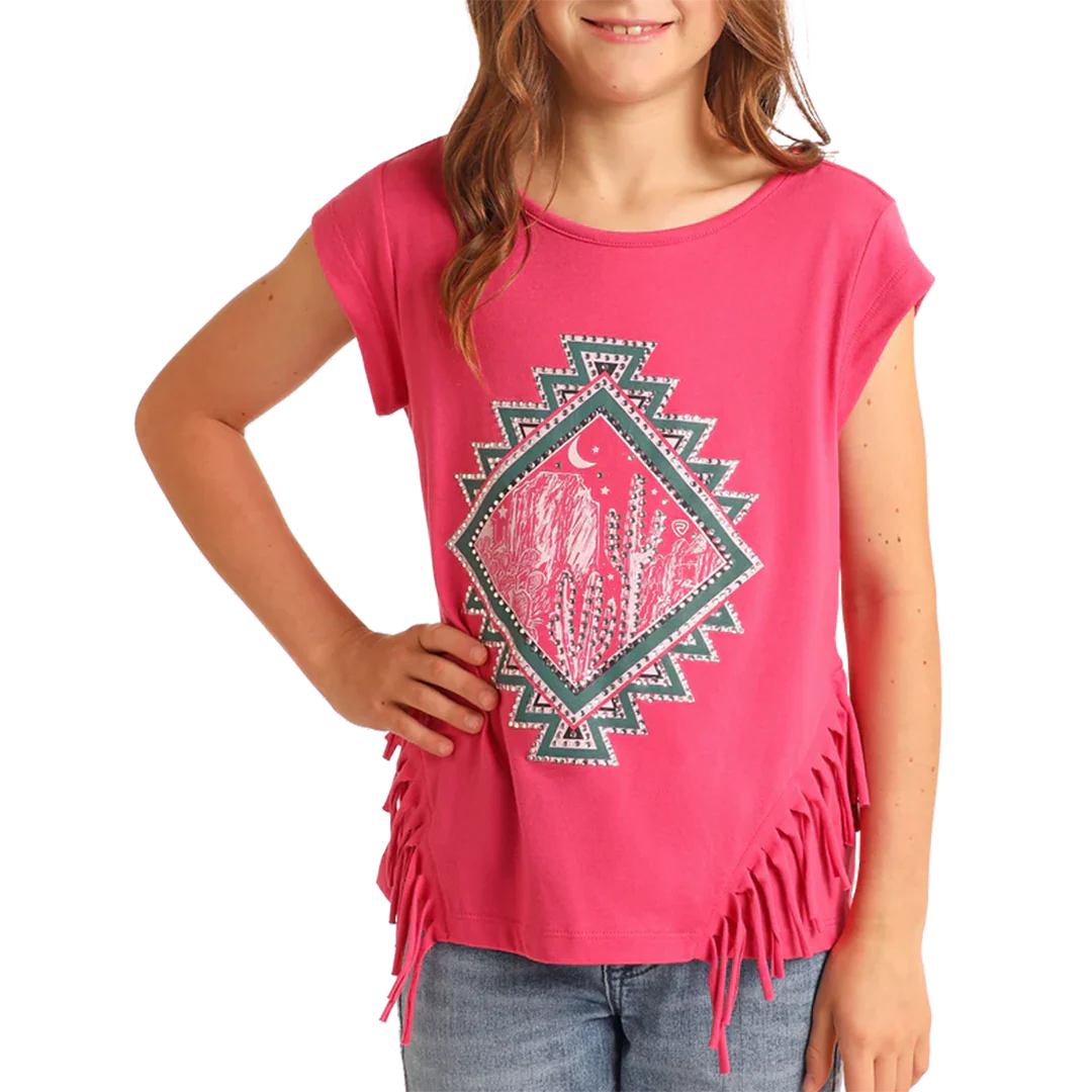 Rock & Roll Denim Girls' Rhinestone Desert Graphic T-Shirt