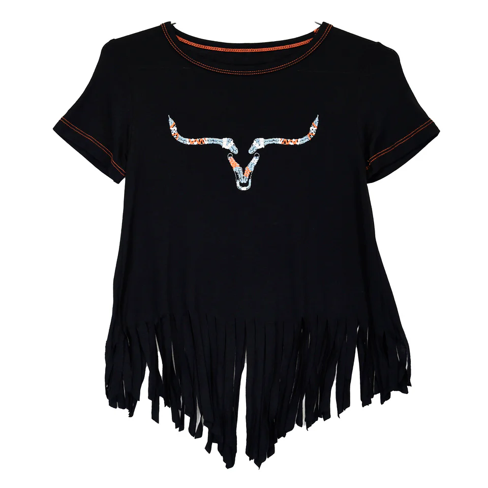 Cowgirl Hardware Girls' Aztec Ghost Fringe T-Shirt