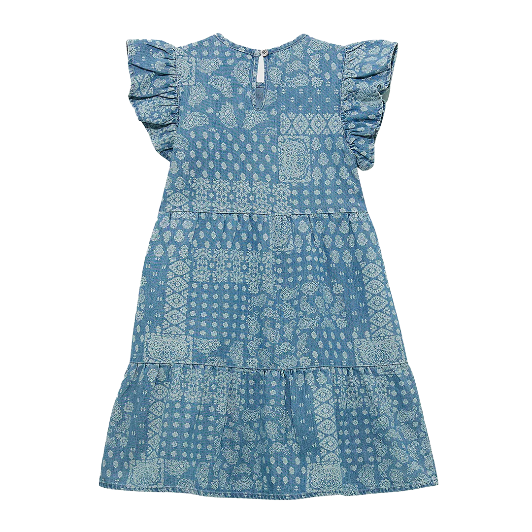 Wrangler Girls'  Ruffle Sleeve Denim Dress
