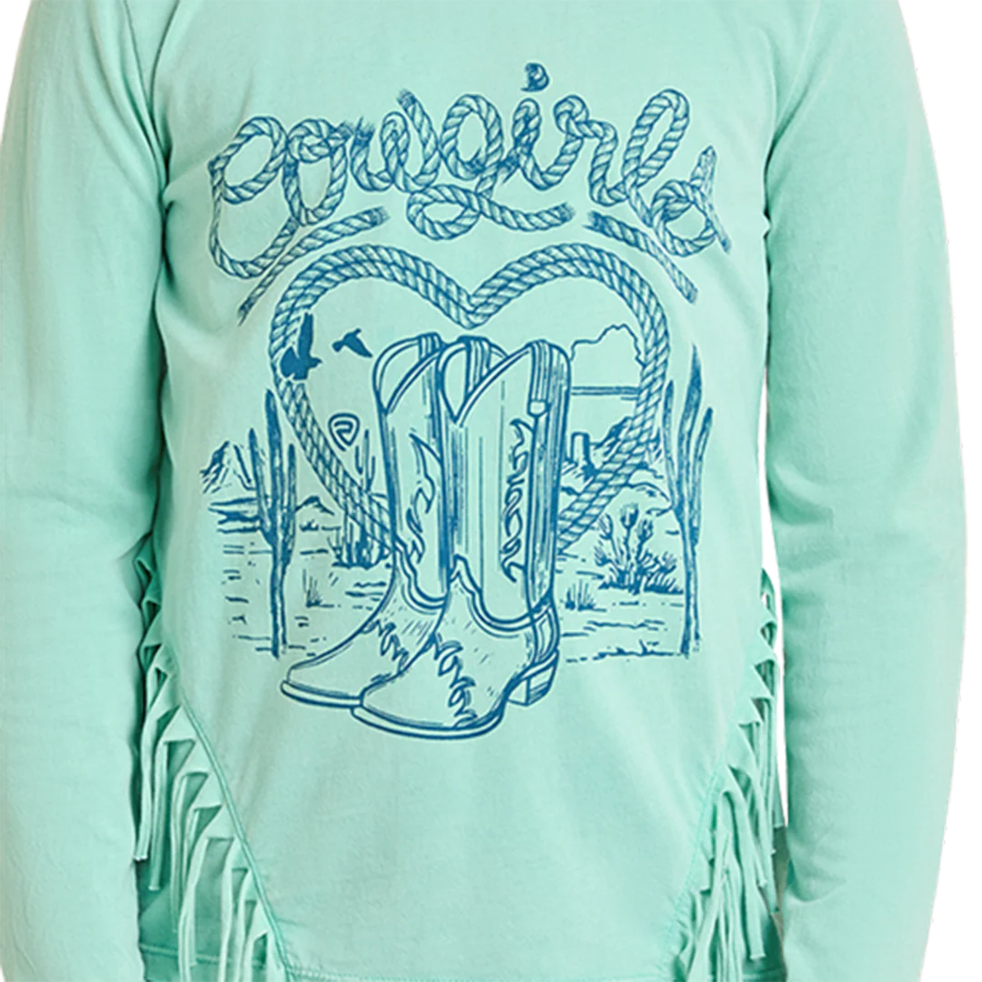Rock & Roll Denim Girls' Cowgirl Fringe Long Sleeve T-Shirt