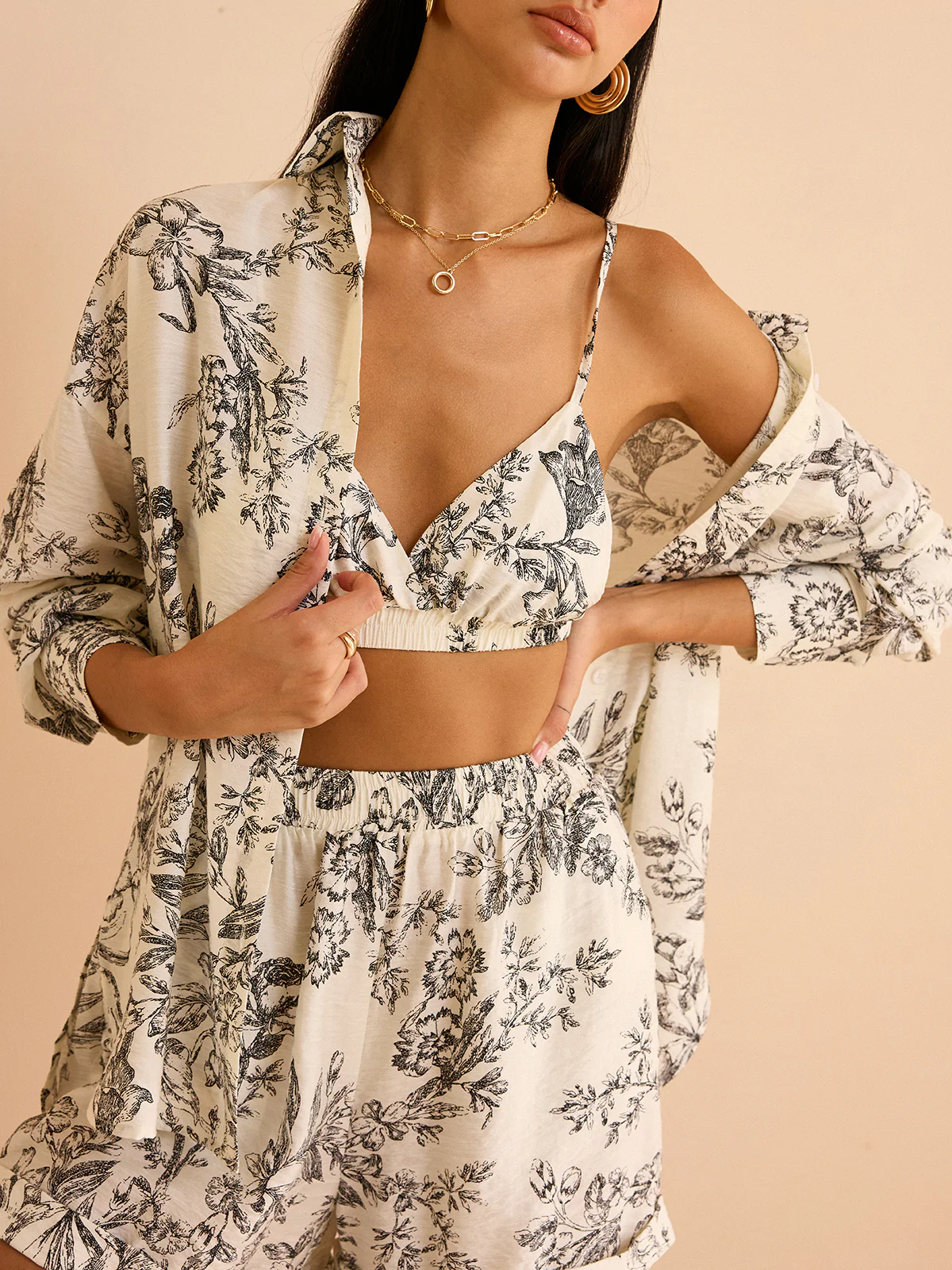 Floral Print Three-Piece Set
