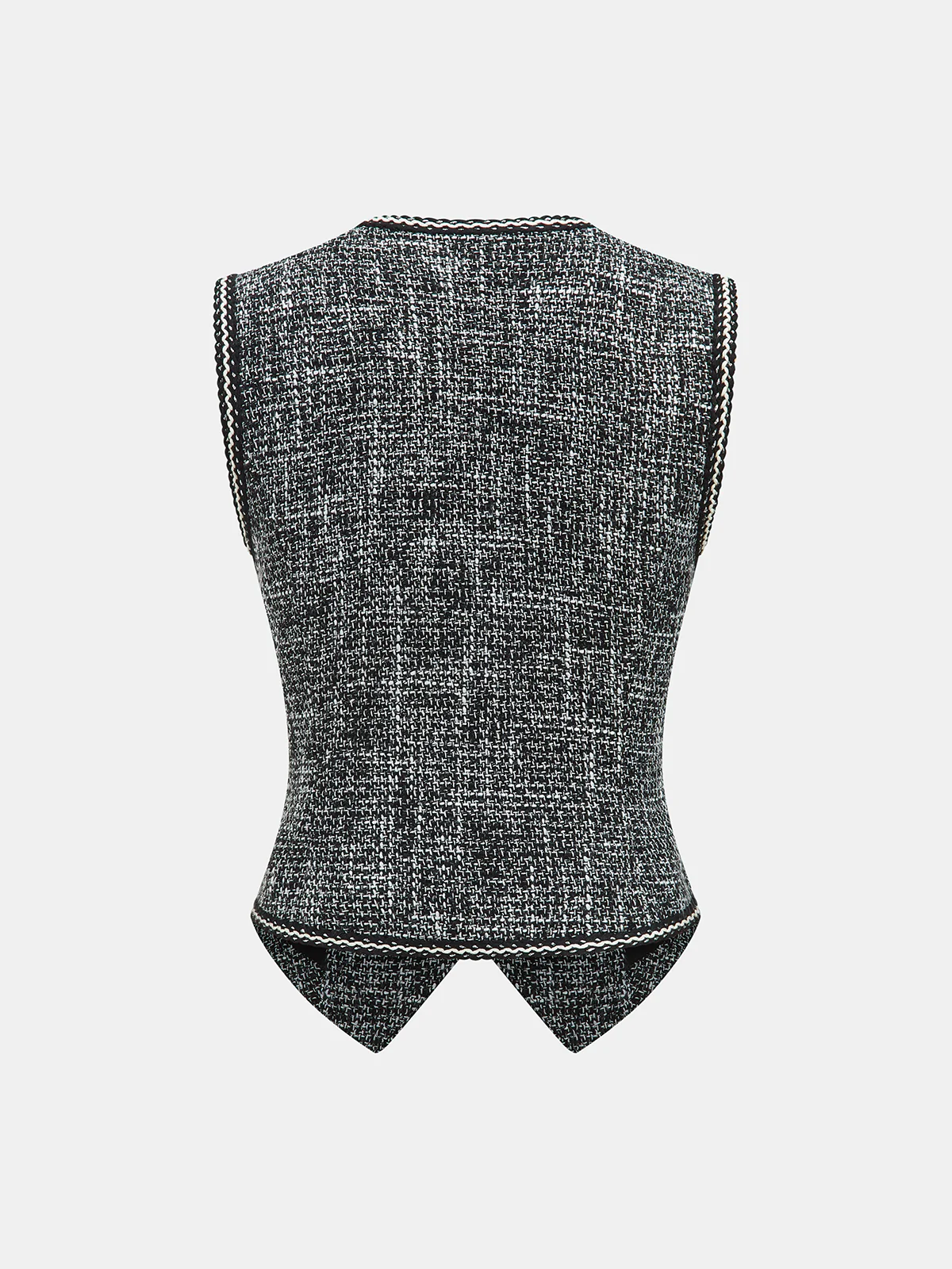 Tweed V-Neck Sleeveless Vest