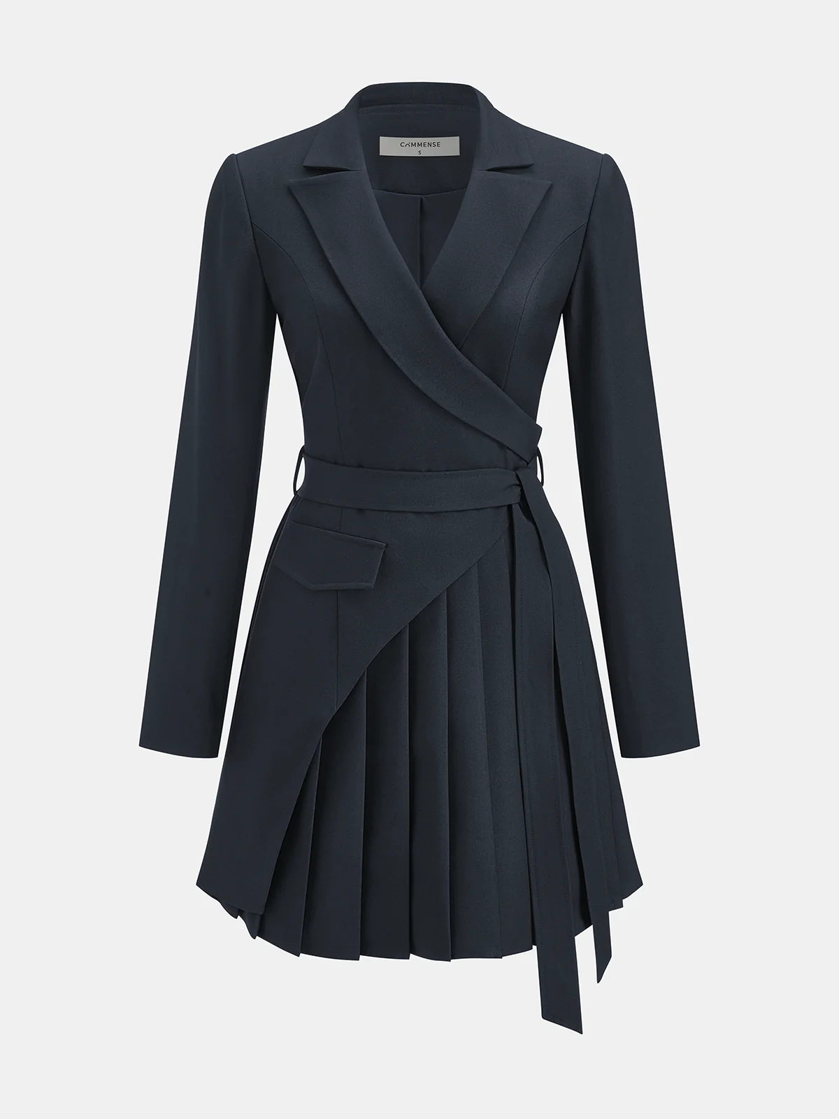 Belted Pleated Blazer Dress