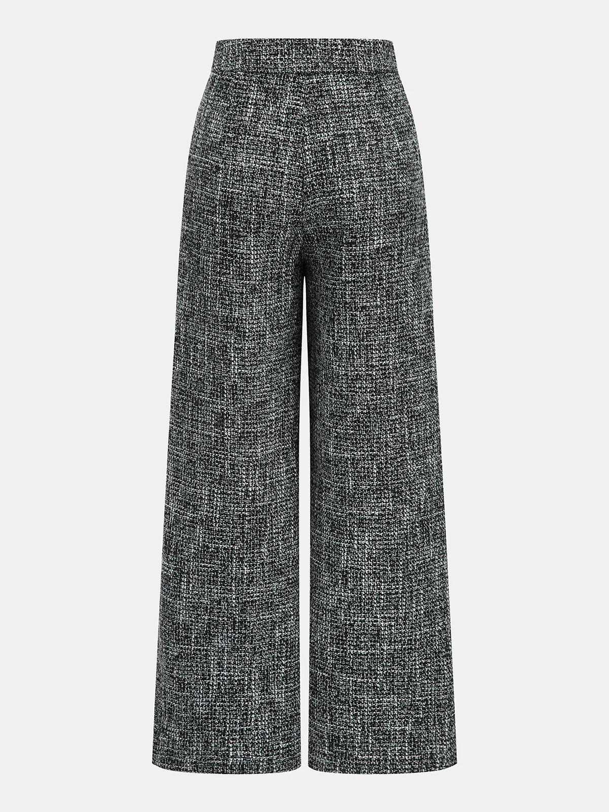 Mid-Waist Tweed Wide-Leg Pants