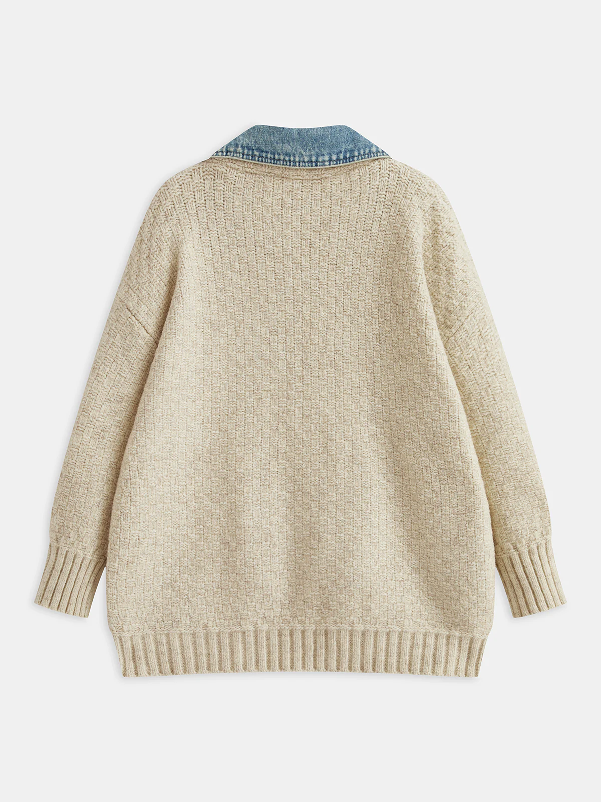 Denim Panel Utility Pocket Knit Cardigan