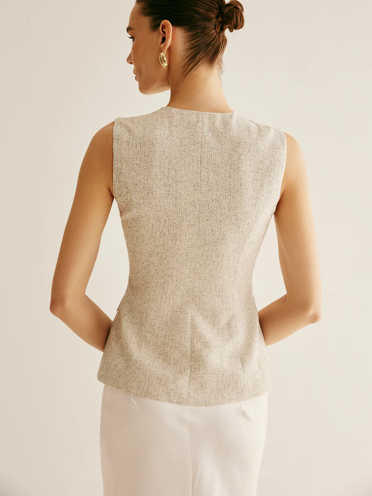 Elegant Breasted Piping Split Vest