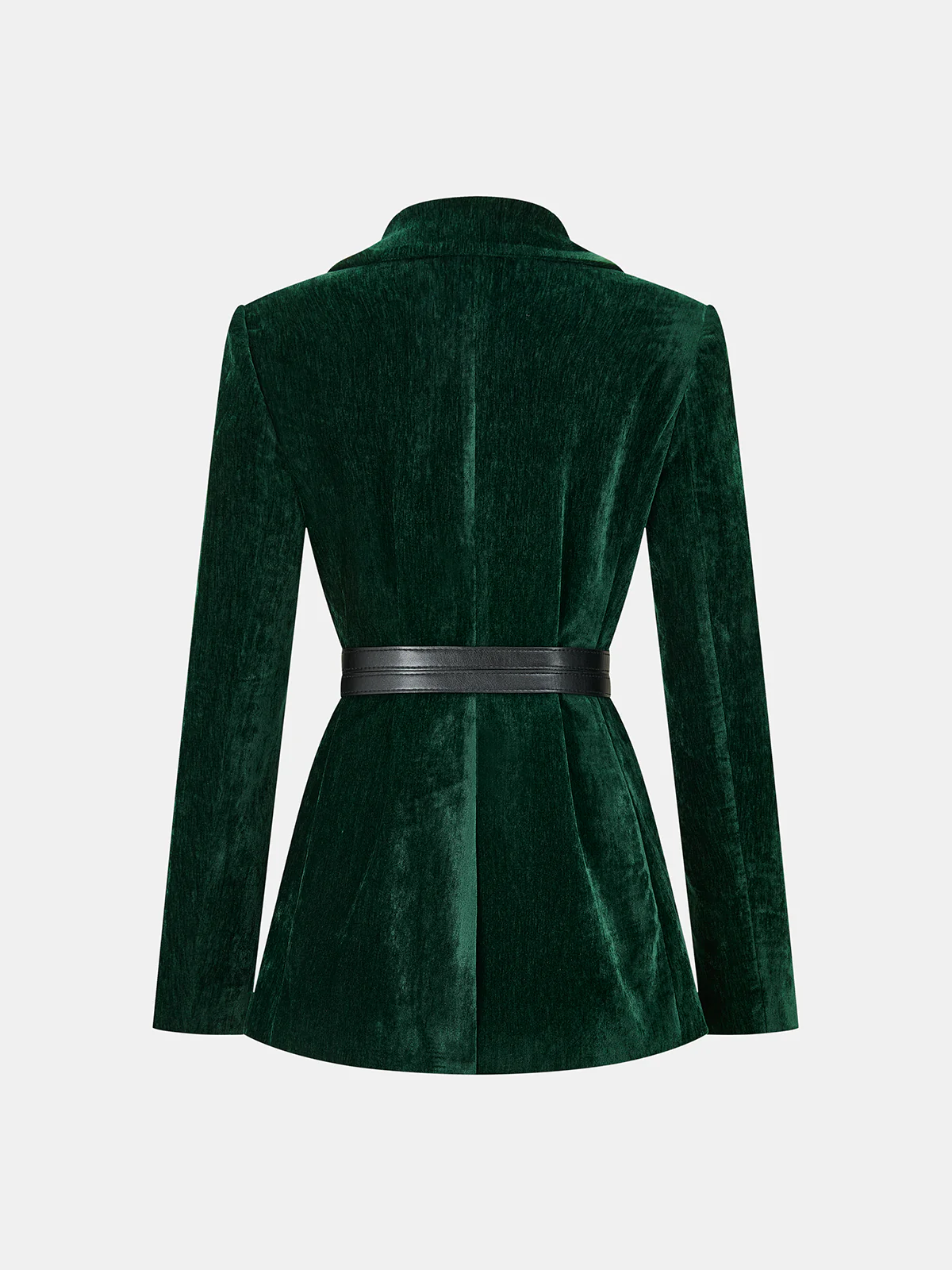 Velvet Belted Metal Button Blazer