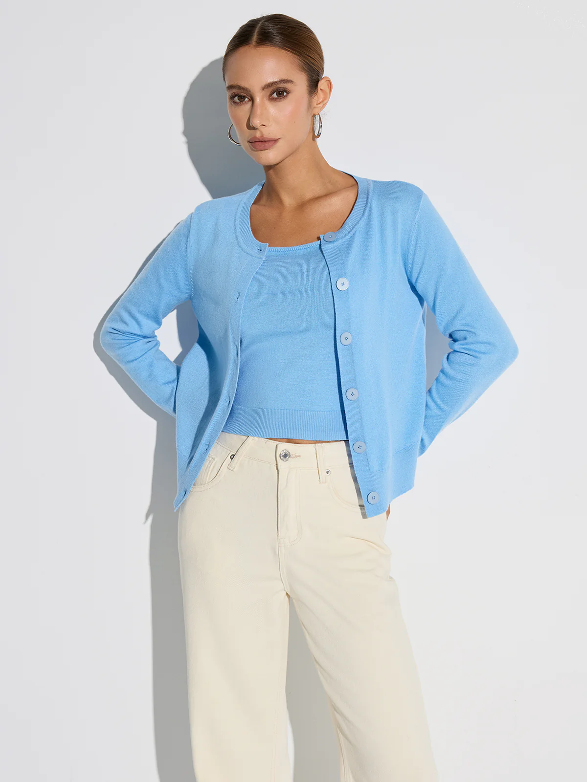 Wool Blend Tank & Cardigan Two-Piece Set