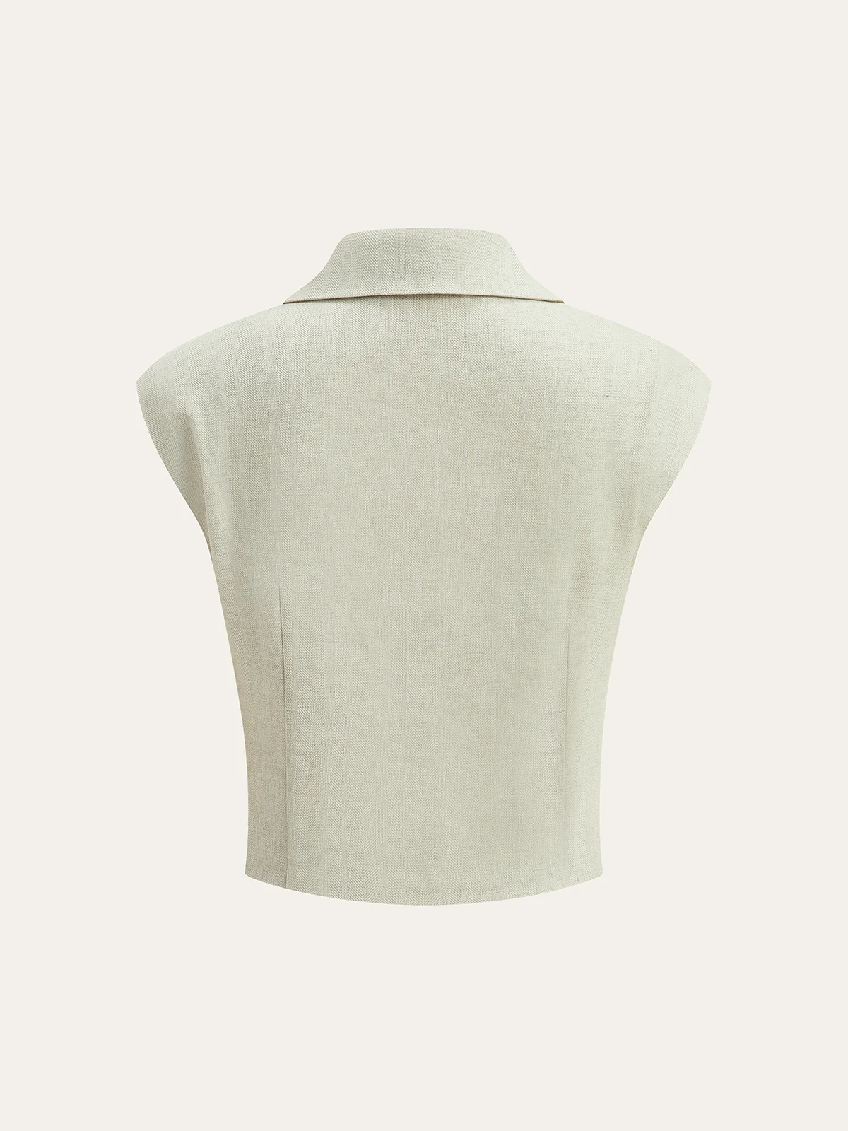 Linen Blend Cropped Blouse with Cross Wrap Detail