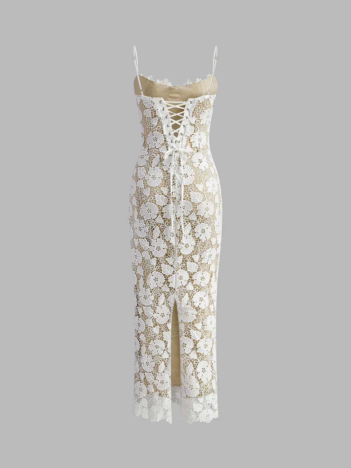 Semi-Sheer Double Layer Lace Cami Dress