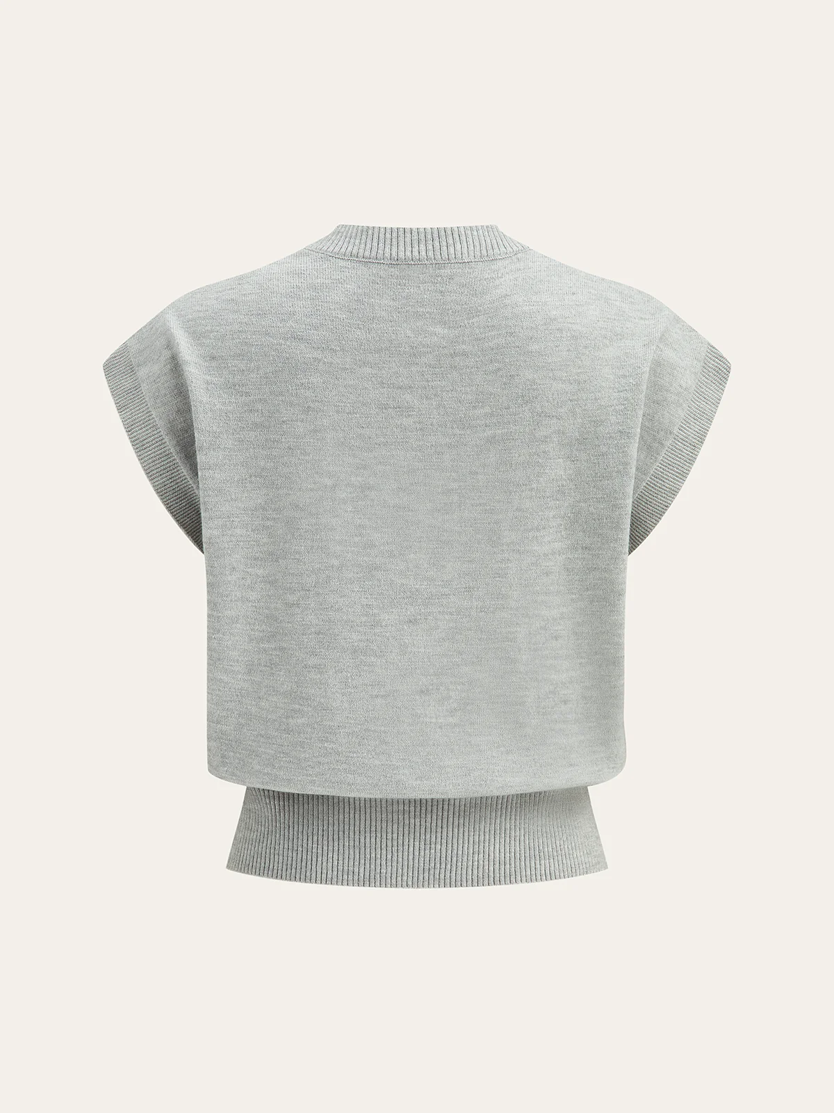 Flower Applique Cap Sleeve Knit Top