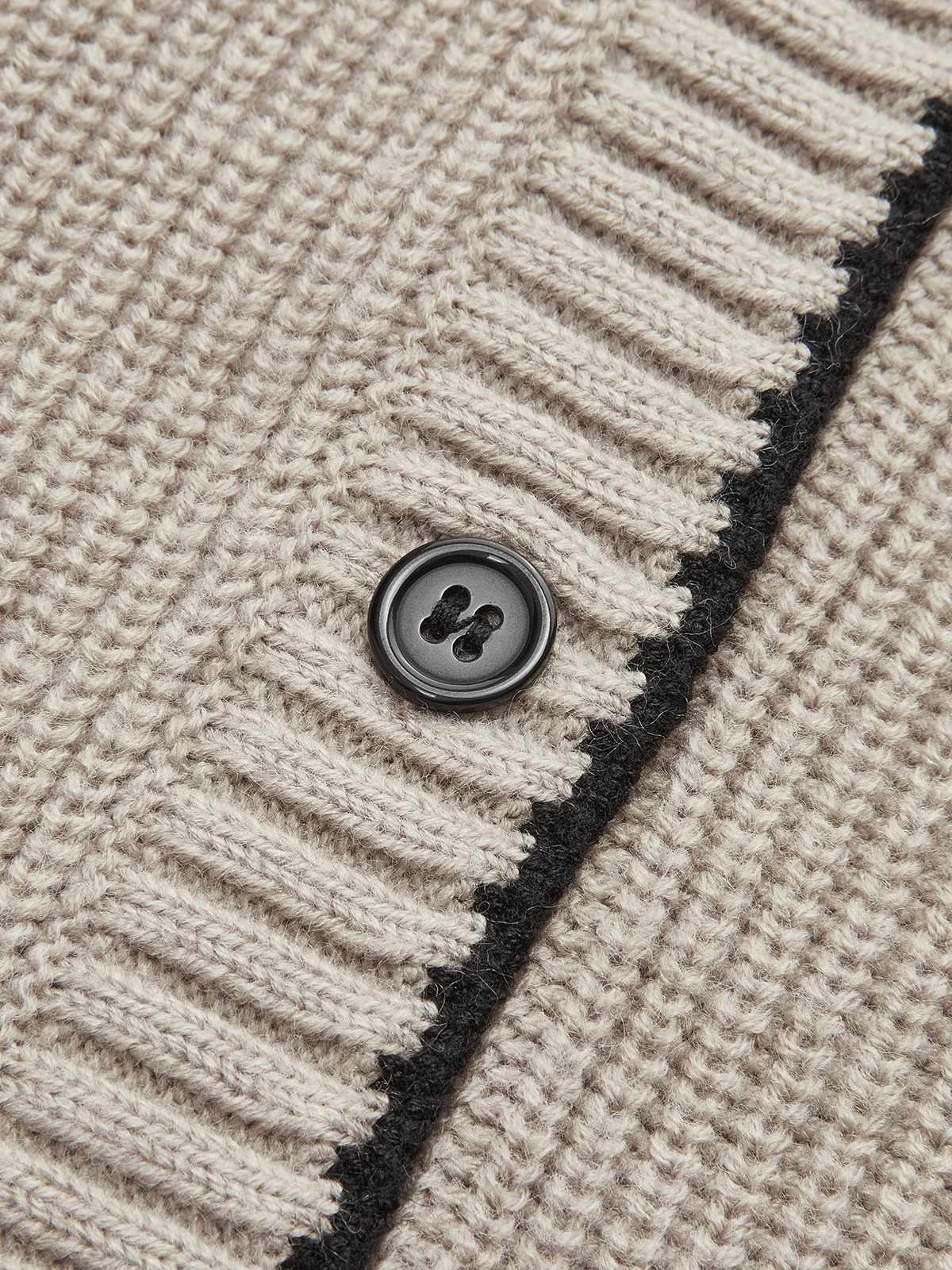 Tie Neck Contrast Trim Wool Blend Cardigan