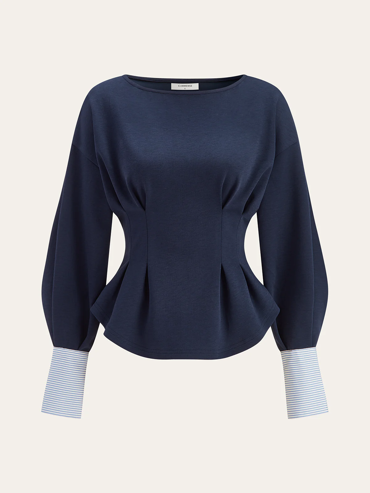 Round Neck Balloon Sleeve Peplum Sweatshirt